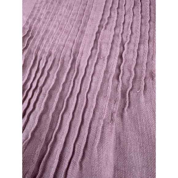 J Jill Love Linen Pintucked Tunic Blouse Top XL Pink 3/4 Sleeve Slits Cottage - Picture 5 of 14